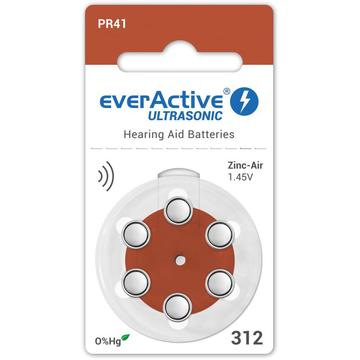 Baterie do aparatów słuchowych EverActive Ultrasonic 312/PR41 - 6 szt.