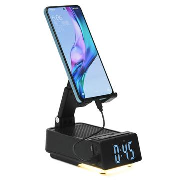 F30 3 w 1 - składany stojak na smartfon, głośnik Bluetooth i cyfrowy budzik - czarny