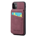 iPhone 11 Fierre Shann Hybrydowe etui powlekane z miejscem na kartę i podstawką