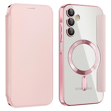 Samsung Galaxy A15 Etui z klapką i kieszenią na kartę - kompatybilny z MagSafe - Róż