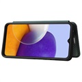 Samsung Galaxy A22 5G, Galaxy F42 5G Etui z Klapką - Włókno Węglowe - Zieleń