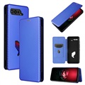 Asus ROG Phone 5 Etui z Klapką - Włókno Węglowe - Błękit