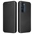 Motorola Edge X30 Etui z Klapką - Włókno Węglowe - Czarne