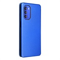 Motorola Moto G51 5G Etui z Klapką - Włókno Węglowe - Błękit