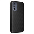Motorola Moto G62 5G Etui z Klapką - Włókno Węglowe - Czarne