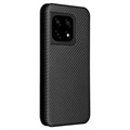OnePlus 10 Pro Etui z Klapką - Włókno Węglowe - Czarne