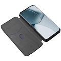 OnePlus 10 Pro Etui z Klapką - Włókno Węglowe - Czarne