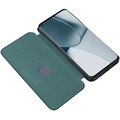 OnePlus 10 Pro Etui z Klapką - Włókno Węglowe - Zieleń