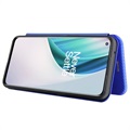 OnePlus Nord N10 5G Etui z Klapką - Włókno Węglowe - Błękit
