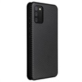 Samsung Galaxy A02s Etui z Klapką - Włókno Węglowe - Czarne