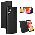 Samsung Galaxy A14/A14 5G Etui z Klapką - Włókno Węglowe - Czarne