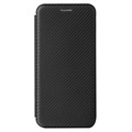 Samsung Galaxy A22 4G Etui z Klapką - Włókno Węglowe - Czarne