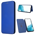 Samsung Galaxy A34 5G Etui z Klapką - Włókno Węglowe - Błękit