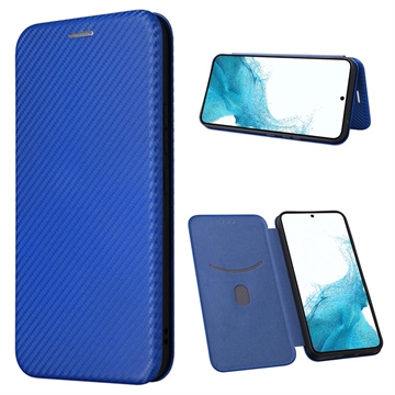 Samsung Galaxy A34 5G Etui z Klapką - Włókno Węglowe - Błękit