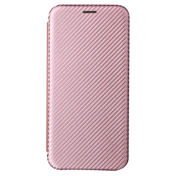 Etui z Klapką - Włókno Węglowe - Samsung Galaxy S22+ 5G - Różowe Złoto