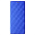 Sony Xperia 1 III Etui z Klapką - Włókno Węglowe - Błękit