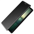 Sony Xperia 1 IV Etui z Klapką - Włókno Węglowe - Czarne