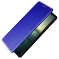 Sony Xperia 1 IV Etui z Klapką - Włókno Węglowe - Błękit