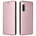 Sony Xperia 10 V Etui z Klapką - Włókno Węglowe