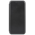 iPhone 13 Mini Etui z Klapką - Włókno Węglowe - Czarne