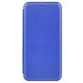 iPhone 13 Mini Etui z Klapką - Włókno Węglowe - Błękit
