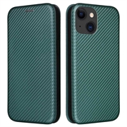 iPhone 15 Etui z Klapką - Włókno Węglowe