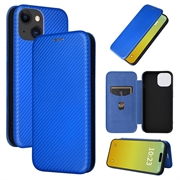 iPhone 15 Plus Etui z Klapką - Włókno Węglowe