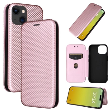 iPhone 15 Plus Etui z Klapką - Włókno Węglowe