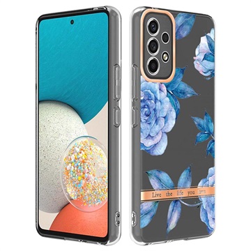 Etui Flower Series z TPU - Samsung Galaxy A53 5G - Niebieska Piwonia