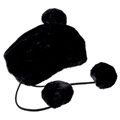 Zestaw Słuchawkowy z Bluetooth w Miękkiej Czapce Fluffy Beanie Hat - Czarny