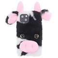 iPhone 13 Etui Hybrydowe Fluffy Plush - Czarna Krowa