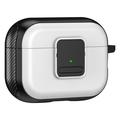 Magnetyczne etui ładujące do słuchawek Apple AirPods Pro 2 TPU Etui na słuchawki z karabińczykiem - czarny / biały