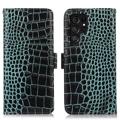 Samsung Galaxy S23 Ultra 5G Skórzane Etui z Portfelem Crocodile z RFID - Zieleń