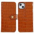 iPhone 14 Plus Skórzane Etui z Portfelem - Crocodile