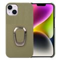 iPhone 14 Plus Pokryte Skórą Etui z Uchwytem Ring - Ciemnozielona