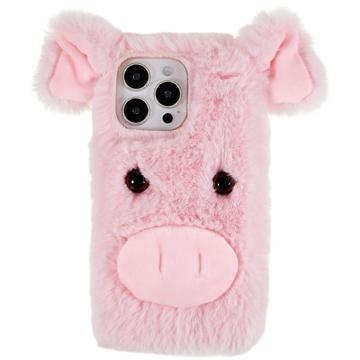 iPhone 14 Pro Max Etui Hybrydowe Fluffy Plush - Róż Świnia