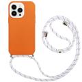 iPhone 14 Pro Max 360 Hybrydowe Etui z Smyczą - Pomarańcz