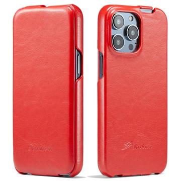 iPhone 14 Pro Max Pionowe Etui z Klapką Fashion - Czerwone