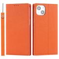 Skórzane Etui-portfel z RFID do iPhone 14 - Pomarańcz