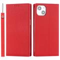 Skórzane Etui-portfel z RFID do iPhone 14 - Czerwień