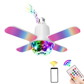 Czterolistna lampa sufitowa RGB z głośnikiem Bluetooth i pilotem - E27 - Kula dyskotekowa