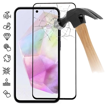 Osłona na Cały Wyświetlacz z Hartowanego Szkła Samsung Galaxy A35 - Czarna Krawędź