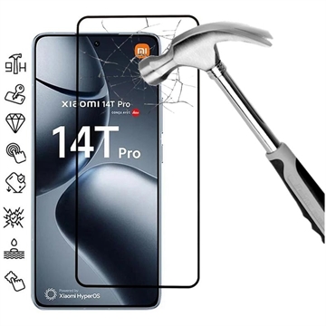 Xiaomi 14T/14T Pro Osłona na Cały Wyświetlacz z Hartowanego Szkła - Czarna Krawędź