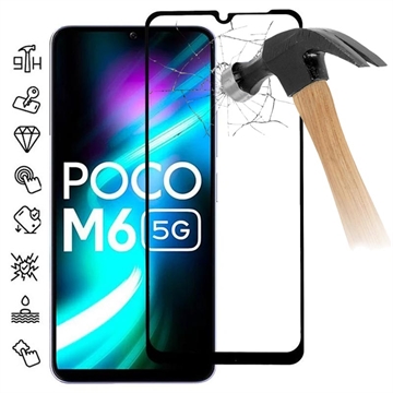 Osłona na Cały Wyświetlacz z Hartowanego Szkła Xiaomi Poco M6 - Czarna Krawędź