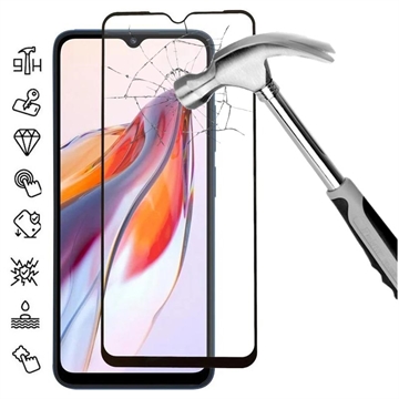 Osłona na Cały Wyświetlacz z Hartowanego Szkła Xiaomi Redmi 12C - Czarna Krawędź