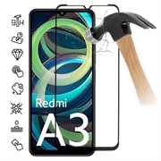 Osłona na Cały Wyświetlacz z Hartowanego Szkła Xiaomi Redmi A3 - Czarna Krawędź