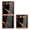 Samsung Galaxy Z Flip GKK Painted Tempered Glass Case - Black Marble