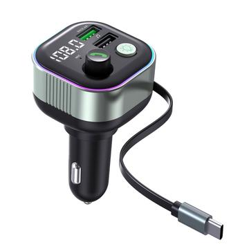 Szybka ładowarka samochodowa GZ11 65W PD ze zwijanym kablem typu C i odtwarzaczem MP3 Bluetooth