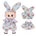 Ogrodowa sukienka i opaska na głowę dla mini figurki Labubu 17cm - niebieska
