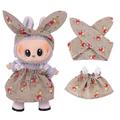 Zestaw sukienka ogrodowa i opaska na głowę dla mini figurki Labubu 17cm - brązowy